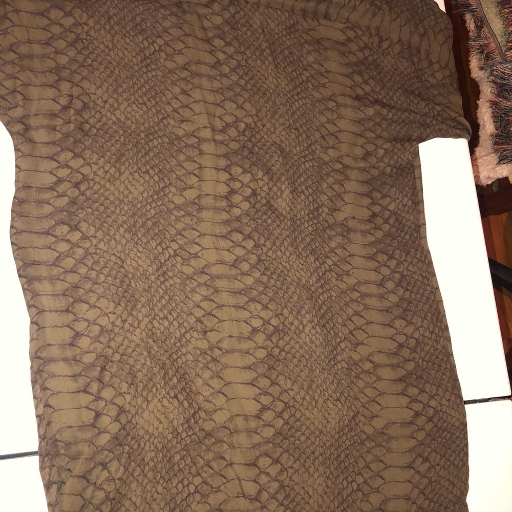 JOIE medium brown snakeskin print 100% silk long sleeve mini dress